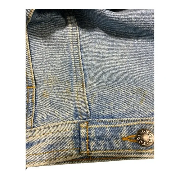 London Fog, Blue Denim Jacket with Brown leather Collar - Picture 14 of 15